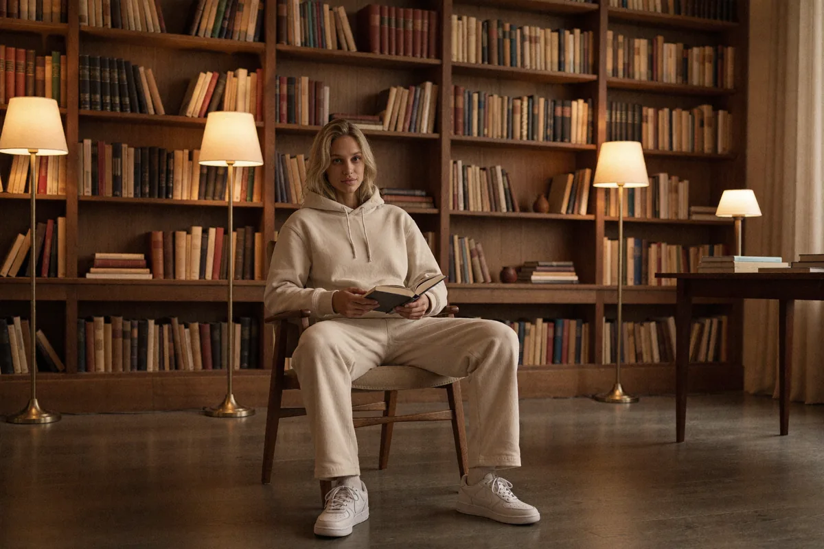 Prompt: Biblioteka, styl streetwear