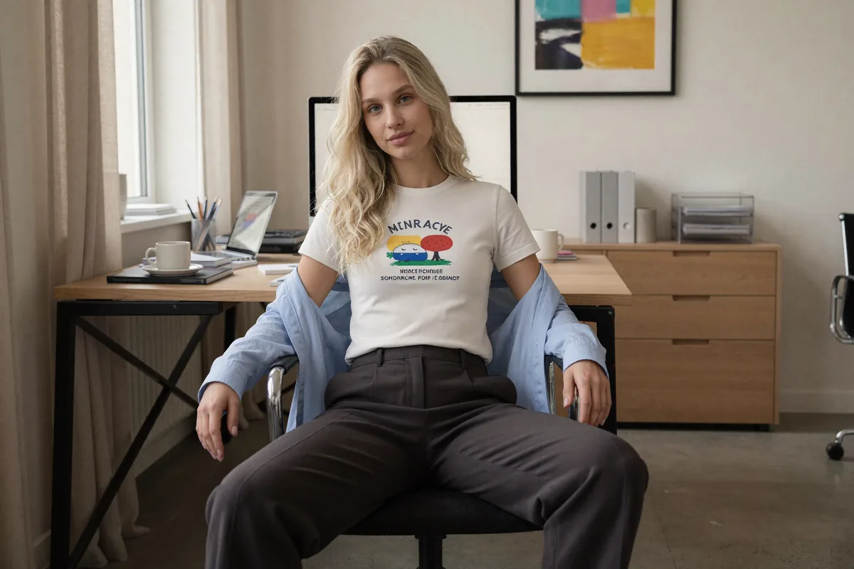 Prompt: Biuro, styl streetwear