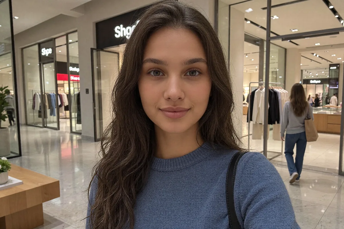 Prompt: Galeria handlowa, styl casualowy