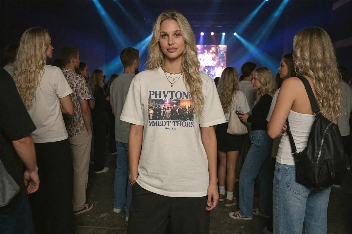 Prompt: Koncert i tłum, styl streetwear