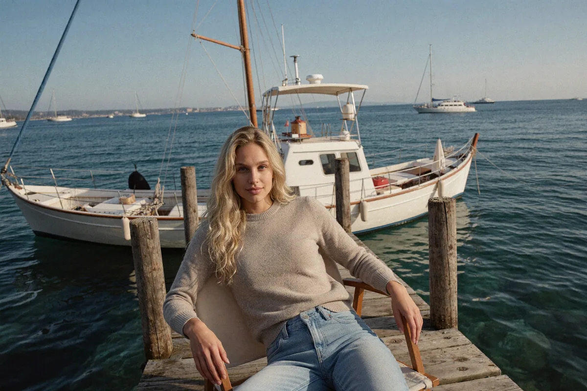 Prompt: Molo i port, styl casualowy