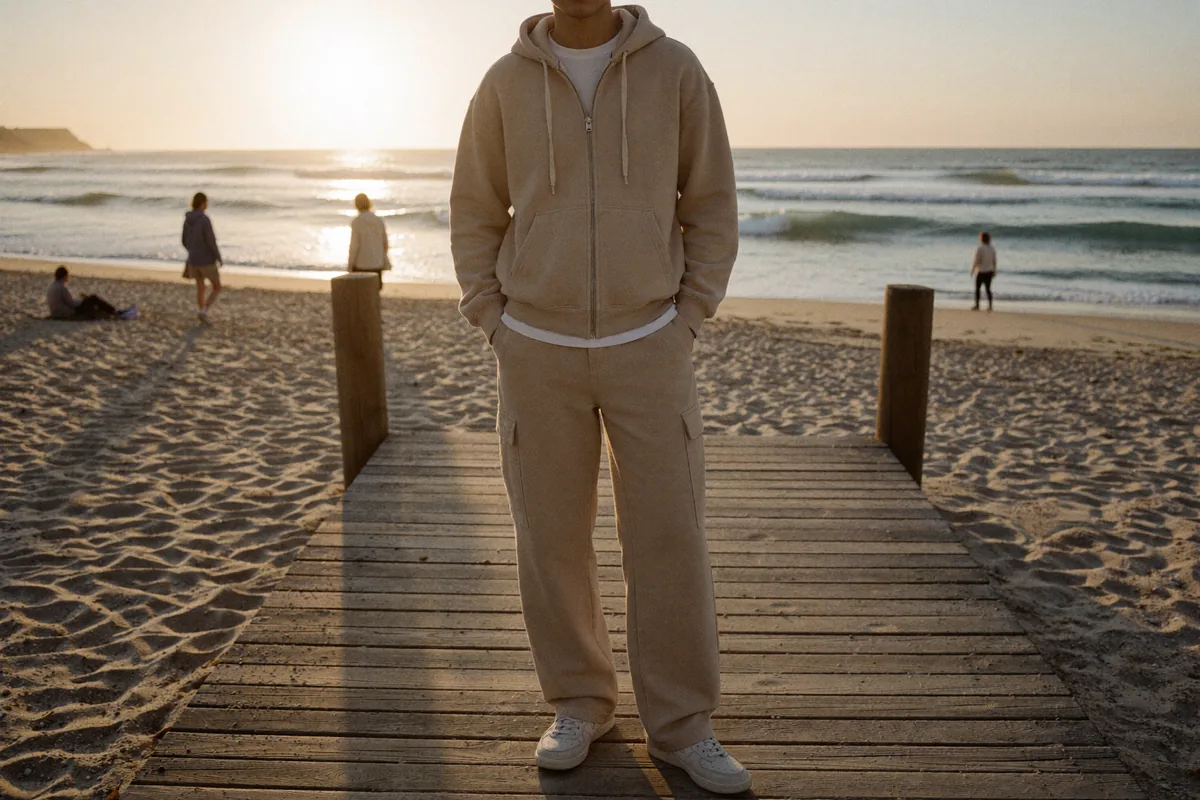 Prompt: Plaża, styl streetwear