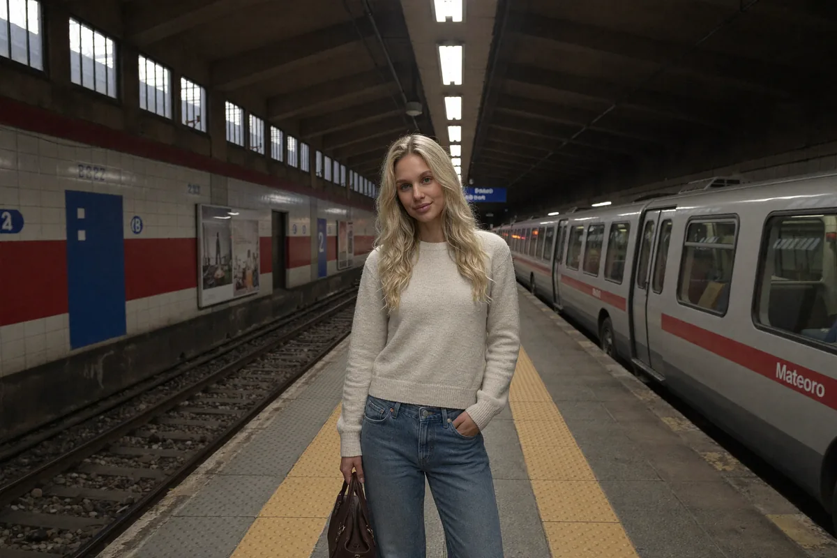 Prompt: Metro i dworzec, styl casualowy