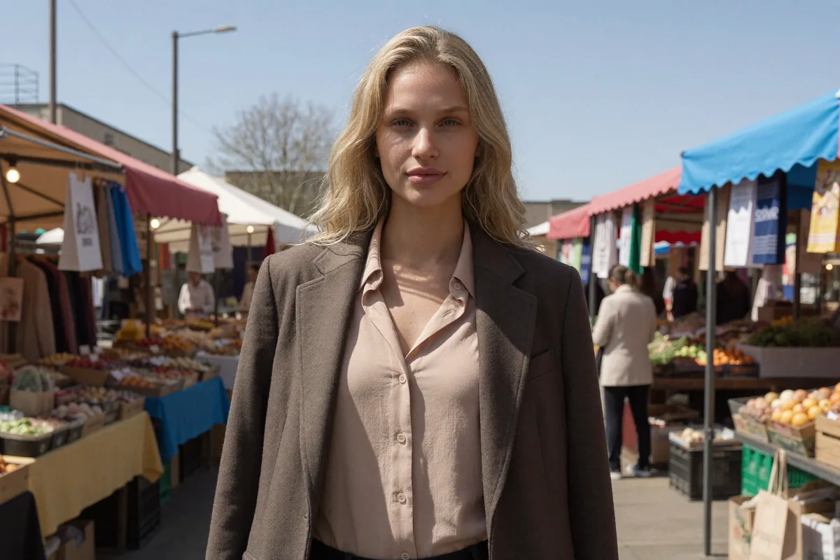 Prompt: Targ i bazar, styl elegancki